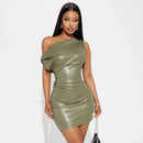 The Mirabelle | Strapless Faux-Leather Party Mini Dress