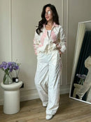 Casual Paneled Contrast Women's Pants Sets Stand Collar Zipper Cropped Jackets Elastic Wide Leg Pant 2026 Autumn Lady Tracksuits