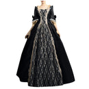 Palace Princess Queen Elegant Ball Party Formal Maxi Dress Medieval Lace Square Neck Medieval Renaissance Victorian Vestidos