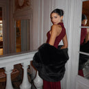2026 Women's Elegant Shiny Red Sleeveless Long Dress Sexy Slim Bodycon Sequin Maxi Gown for Party Fashion Solid Color Robe