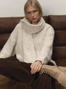 Hirsionsan 2025 New Soft Loose V Or O Neck Knitted Sweaters Women Winter Solid Female Pullovers Warm Basic Knitwear Jumper