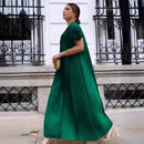 ANLAN Miyake Pleated Maxi Long Dress Mesh Petal Sleeve Half Turtleneck Formal Dresses for Women 2024 New Hot Sales 6KK9927