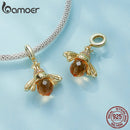 BAMOER Classic New 925 Sterling Silver Orange Wing Animal Bee Pendants fit  Bracelet for Women Accessories SCC035