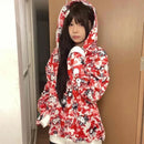 Miniso Camouflage Hellokitty Harajuku Zip-up Coats Cartoon Kitty Cat Printed Gothic Hooded Sweatshirts Couple Y2k Women Clothing