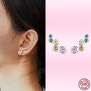 Bamoer Cute Romantic Fairy Elevs Exquisite Stud Earrings for Women Genuine 925 Sterling Silver Rainbow Ear Studs Luxury Jewelry