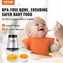 VEVOR 电动绞肉机，带四翼不锈钢刀片2.5 杯玻璃碗两档速度食物研磨机，适用于婴儿食品