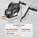 SucceBuy Hand Winch BoatTrailer Winch Heavy Duty Rope Crank Polyester Strap and Two-Way Ratchet Manual Operated Hand Crank Winch