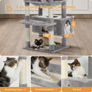 Multi-Level Cat Tree Tower with Scratching Posts&Board, Hammock, Cat Condo, Spacious Top Perch,Dangling Balls for Indoor Cats