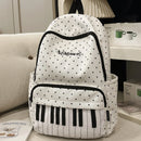 New Large Capacity Polka Dot Backpack Multifunctional Lightweight Piano Key Backpack Black Piano Mochilas Sports