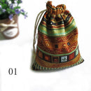 3Pcs Cotton  Gift Bags Multicolor Tribal Tribe Drawstring Jewelry Bags Pouches Package Storage Chinese Ethnic Style 9.5cm X12cm