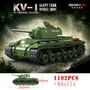 军事世界大战俄罗斯T-34 KV-1重型坦克积木二战美国M4A3谢尔曼斯图尔特坦克技术砖块儿童玩具