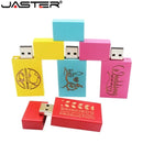 JASTER LOGO 个性化木质彩色积木U盘创意礼品U盘随身碟 4G 16GB 32GB 64GB 木制内存棒