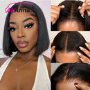 Straight Glueless Wig Human Hair Ready To Wear Short Bob Wigs For Women Transparent Pre Cut Human Hair Wigs Bleached Bye Bye Knots Natural Hairline 100% Human Hair Wigs For Women No Glue Cheap Wigs On Clearance Alianna 4x4 La