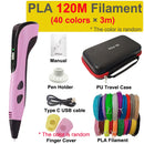 New 3D Pen 3D Printing Pen for Children 1.75mm PLA Filament DIY Drawing Birthday Christmas Gifts for Kids with Travel Case