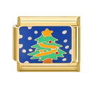 FUNIQUE Romantic Christmas Tree Snowman Sleigh Garland Italian Charm Links Fit 9mm Bracelet Stainless Steel DIY Jewelry Making