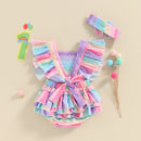 Toddler Girl Floral Print Sleeveless Romper Dress with Matching Headband Set Adorable Summer Outfit for Baby Girls