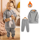 2026 New Arrivals Little Girls Clothing Tracksuit 2 Pieces Set Warm Fleece Plain Top Sweatshirt+Pants Loungewear Suit For Kids