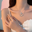SINLEERY Unusual together 4 crystal heart flower pendant stainless steel necklace gold silver color chain XL333 ZD1 SSK