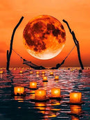 AZQSD 5D Diamond Art Painting Kits Seaside Sunset Bridge Picture Of Rhinestones Diamond Embroidery Scenic Mosaic Love Home Decor