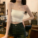 Chic Spaghetti Strap Tube Tops Gauze Y2k Women Sleeveless Mesh Tank Top Crop Top Camisole Female Summer Streetwear 2000s Clothes