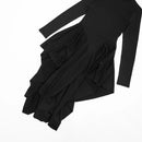 Nsauye Casual Women Pullover Turtleneck Black Elegant Long Sleeve Midi Dress Ruffles Sexy Party Evening Night Club Dress 2026