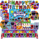 Smiling Critters Birthday Party Decoration Disposable Tableware Set Plate Balloons Banner Cake Topper Party Supplies Baby Shower