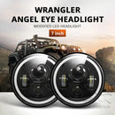 2Pcs 7 Inch Round 280W LED Headlight Halo Angle Eyes DRL Turn Signal Light for Jeep Wrangler JK LJ TJ CJ 97-18
