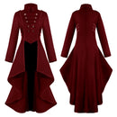 Retro Medieval Steampunk Costumes Gothic Cosplay Women's Tailcoat Jacket Lady Victorian Coat Halloween Party Tuxedo Dress