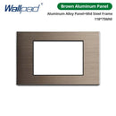 DIY Frame Only Wallpad Glass Aluminum Stainless Steel Panel 1 2 Gang Intermediate Reset Switch Brazil Socket 118*75mm