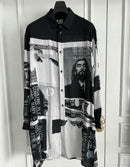 TOP-YAMAMOTO original design hand-drawn cartoon print long shirt for men on the streets of Hawaii