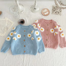 MILANCEL Autumn Baby Clothes Dasiy Embroidery Girls Sweaters Single Breast Knitwear Toddler Cardigans