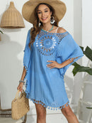 CROCHET BIKINI-Sexy Monochrome Bikini Cover Up Dress, Fashion Swimwear, Sun-resistant, Colorfast