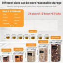 24Pcs Food Storage Containers 12 Boxes 12 Lids Airtight Pantry Organizer Kitchen Accessories Gadgets Tools Home Flour Sugar
