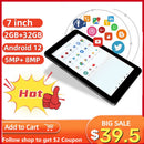 7 英寸 2GB 运行内存 32GB 存储 Android 12 平板电脑 QP70 四核 MTK8168 WIFI 前置 500 万像素 后置 800 万像素 3000 毫安锂离子电池
