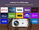 Wimius Projector Native 1080P 1000ANSI Android 9.0 Projectors WiFi 6 and 4P Keystone Portable Projector For Home Theater