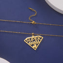Cazador Super Papa Mama Pendant Necklace for Men Dad Woman Stainless Steel Jewelry Mother Father's Day Gifts Wholesale 2025 New