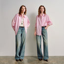 TOYOUTH Women Striped Cotton Patchwork Shirts 2026 Spring New Loose Niche Trendy Deconstructed Design Jackets