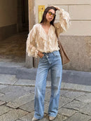 HH Women Trendy Cross Waist Wide Leg Jeans Asymmetrical Button Fly High Waist Baggy Denim Pants For Streetwear Y2K Outfits