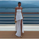 The Aurelian | Butter Yellow Mesh-Spliced Asymmetric Evening Gown