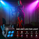 Yiflamefly 30W Par 灯 4x8W LED RGBWYP+CYAN DJ 灯 遥控和DMX控制 舞台灯 适用于婚礼派对俱乐部迪斯科