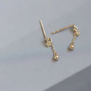 Cute Star Beads Tassel Stud Earrings Women Gold Plated Small Fresh Jewelry Zircon Earrings
