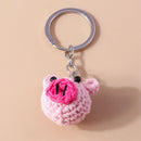 Lovely Handmade Knitted Flower KeychainCrocheted Key Rings for Women Girls Handbag Pendants Charms DIY Jewelry Gifts