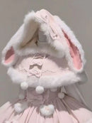 The Rabbitry | Two-Piece Furry Slip Dress and Hooded Cape Set