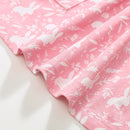 Jumping Meters  2-7 Years Girls Dresses Floral  Rabbit Print Collar Party Birthday Toddler Clothing Kids Short Sleeve Frocks