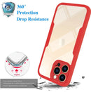 适用于 iPhone 14 Plus 13 12 11 15 Pro XS Max X 的 360 度全方位保护透明手机壳，软性前膜+后硬性 PC 边框盖
