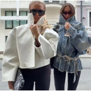 Retro Crocodile Pattern Short Women's Leather Jacket High Collar Zipper Loose Long Sleeve Jackets 2026 Lady Street Daily Wear
