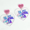New Valentine's Day Earrings Love Letter Shiny Pink Butterfly Love Tape Simple Acrylic Earrings Valentine's Day Decorative Gift