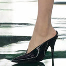 2025 Women's Summer New High Heel Sandals, Pointed Sexy Party Banquet, European and American Large Hollow Sandals