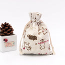 50Pcs/lot  (10x14cm) Linen Printed Cotton Gift Bags Packing Jewelry Drawstring Pouch Cosmetic Wedding Candy Wrappling Reusable