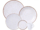 Tramontina 20-Piece Round Dinner Set in White and Brown Porcelain, Mare Collection